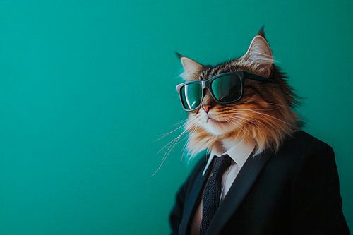 Stijlvolle kat in pak en zonnebril