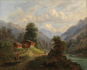 Gustav Barbarini, Berglandschaft mit Almhütte