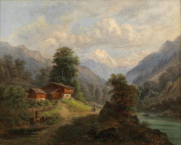 Gustav Barbarini, berglandschap met almhut van Atelier Liesjes