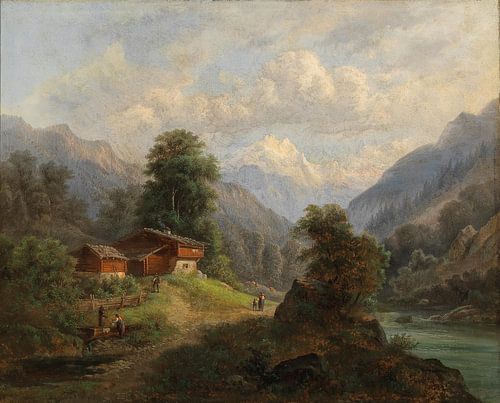 Gustav Barbarini, berglandschap met almhut