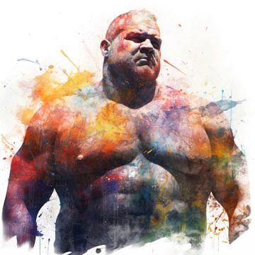 Sterke man aquarel van BEARpictureart