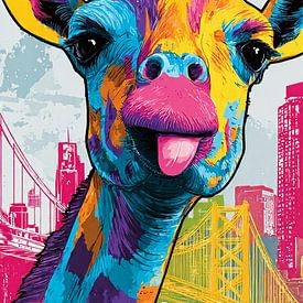 Colourful Pop Art Giraffe on a city break in New York by Digital Picture Art