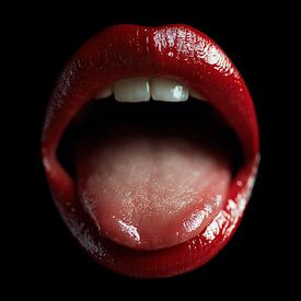 Bouche ouverte et lèvres rouges sur TheXclusive Art