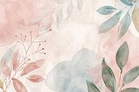 Abstract Watercolour Design with Leaves and Flowers