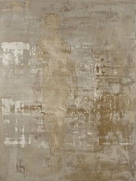 Abstract portret in Japandi stijl van Japandi Art Studio