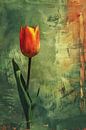 Orange tulip with abstract background by Art & Soul Creations thumbnail