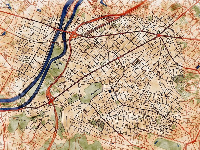 Map of Rueil-Malmaison with the style 'Serene Summer' by Maporia