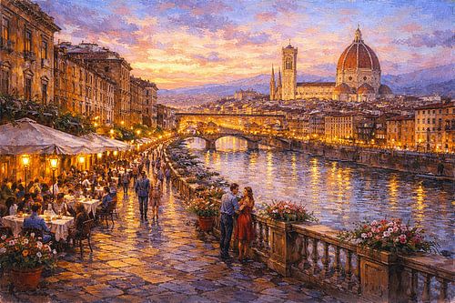 Florence in Italië, een impressionistisch schilderij.