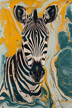 Abstracte zebra met dynamische kleurenpatronen van Art & Soul Creations