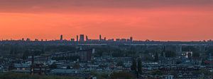 The skyline of The Hague during sunset