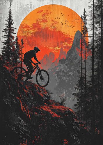 De zwaartekracht trotseren: Moedige sprong van een mountainbiker