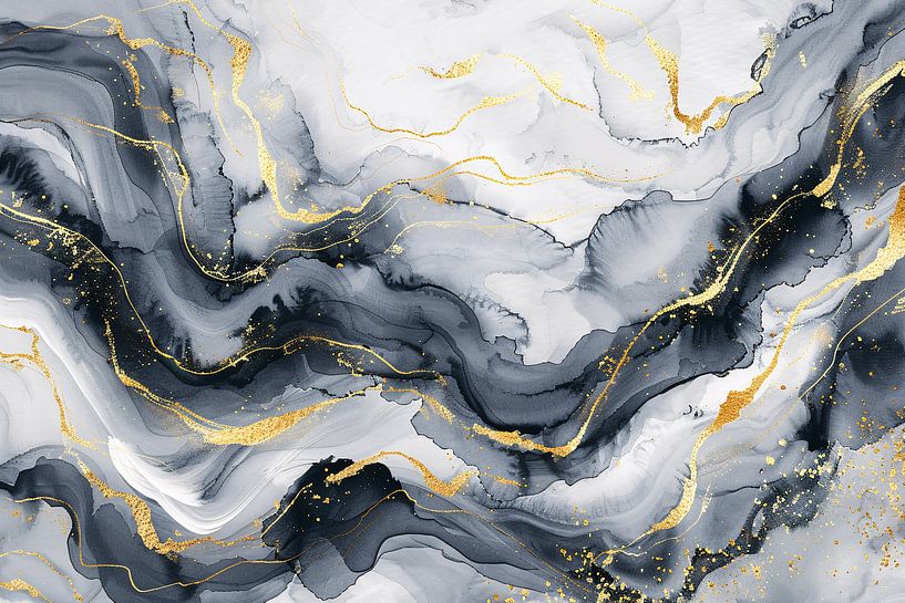 Abstract Marble Splendour with Golden Veins by Art & Soul Creations