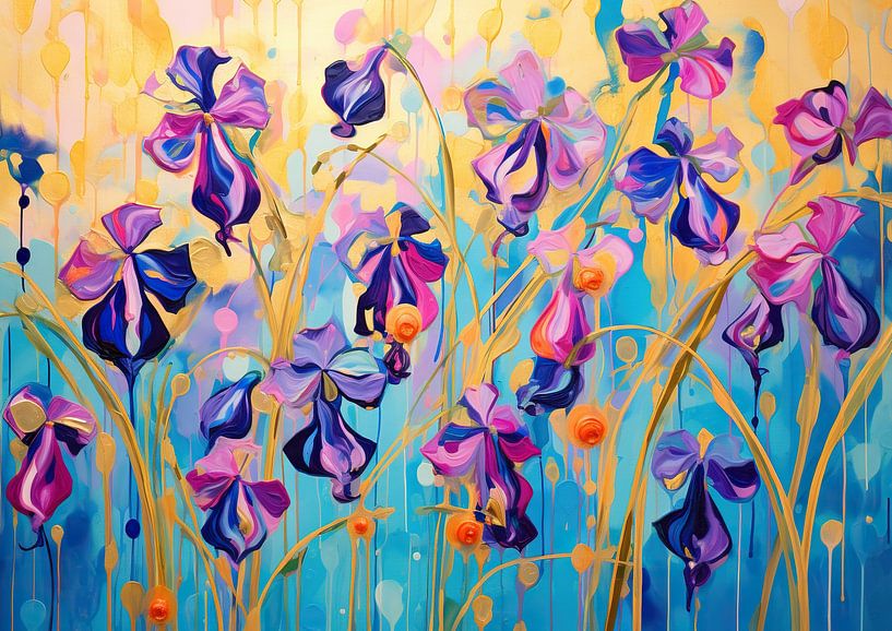 Bloemdans | Kleurrijke Bloemkunst van Abstract Schilderij