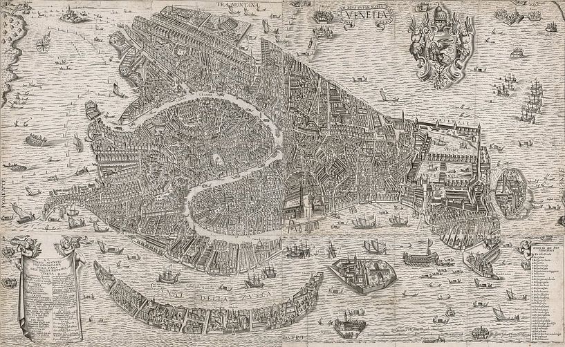 Alte Karte von Venedig aus der Zeit um 1650 von Gert Hilbink