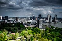 Rotterdam with Erasmus bridge sky view