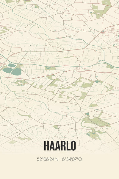 Vintage map of Haarlo (Gelderland) by MyCityPoster on canvas, poster ...