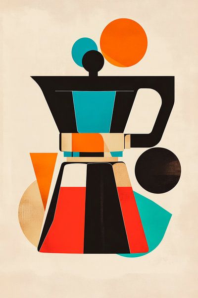 Kleurrijke koffiedroom - Moka-Pot van Poster Art Shop