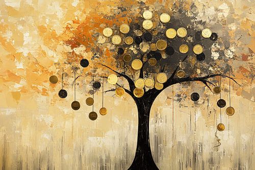 Abstracte boom met gouden munten