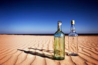 Lege flessen op een zonnig strand...... van Wim Schuurmans thumbnail