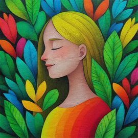 Woman in Harmony  - Dreaming amidst the leaves by Christiane Schott