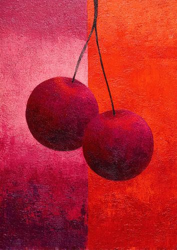 Minimalistische kersen in acryl