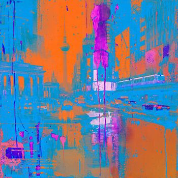 Berlin Pop Art canvas print | Modern living room wall art | Urban art print | Colourful wall decoration | Street art by a Berlin artist