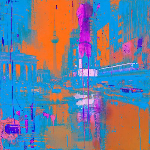 Berlin Pop Art canvas print | Modern living room wall art | Urban art print | Colourful wall decoration | Street art by a Berlin artist