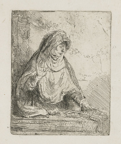 De maagd Maria met de passiewerktuigen, Rembrandt van Rijn