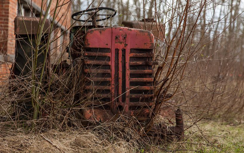 Verlaten tractor gevonden tussen de takjes. by Angelo de Bruin