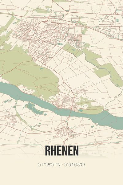 Vintage map of Rhenen (Utrecht) by Prints of Place