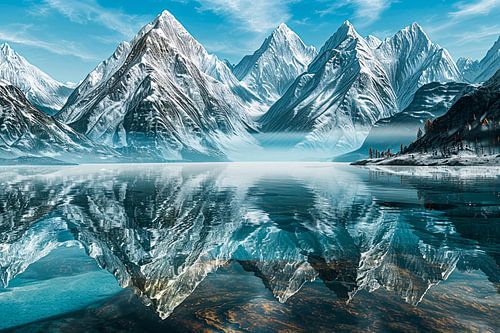 Montagnes enneigées et reflets