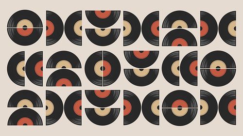 Retro Vintage Muziek Pop Geometrie Kunst Vinyl Abstract