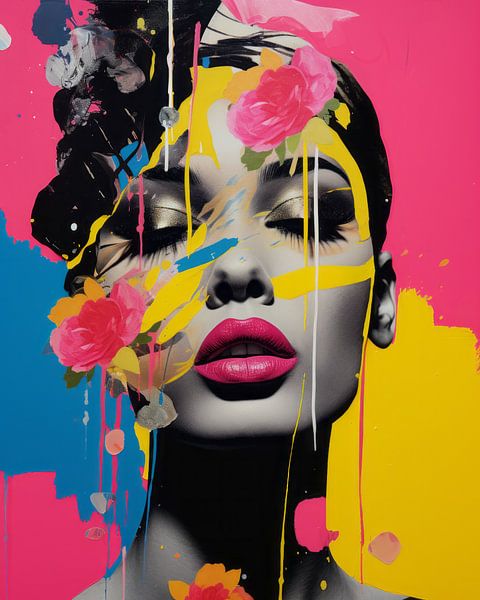 Modern portrait "Neon vibes" by Carla Van Iersel