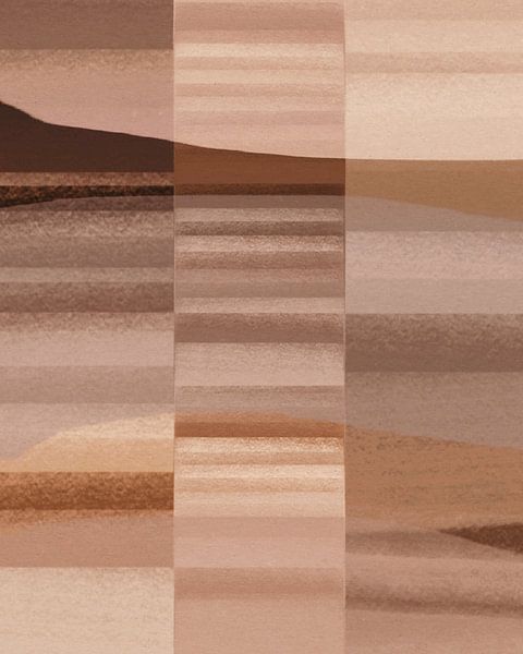 Abstract organic shapes and lines in warm colors. Geometric landscape by Dina Dankers