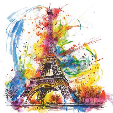 Eiffelturm mit bunten Pinselstrichen