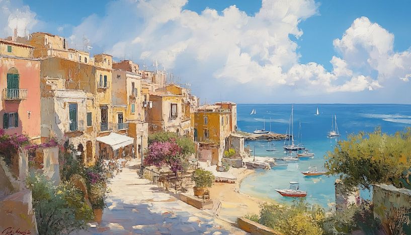 Sicilië zee artistiek panorama van TheXclusive Art