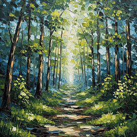 Verwunschener Wald: Eine texturierte Impasto-Reise durch helle und grüne Wälder von Artistic