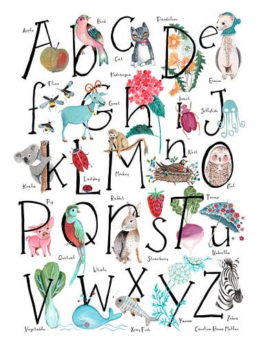 ABC alfabet dieren en bloemen