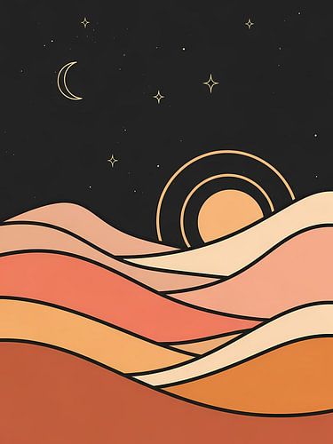 Golden Desert Night: Celestial Dunes