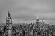 De skyline van New York vanaf de Top of The Rock bij zonsondergang zwart-witbeeld. van Mohamed Abdelrazek thumbnail