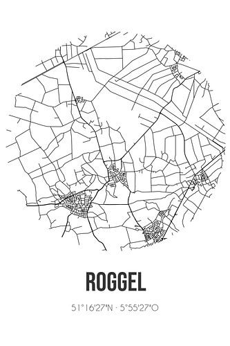 Roggel (Limburg) | Karte | Schwarz-weiß