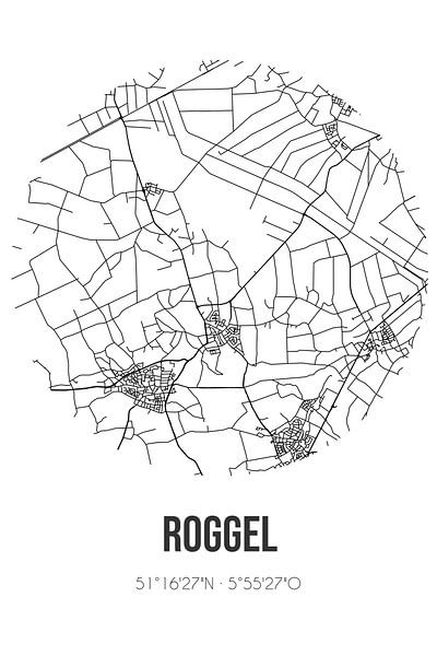 Roggel (Limburg) | Map | Black and white by Prints of Place