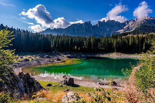Picturesque Lake Carezza on a summer day