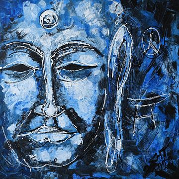 Boeddha Blue 1 van Hans Tijssen