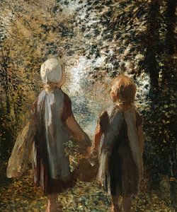 Pierre Auguste Renoir und die beiden kleinen Mädchen von Jozef Israels