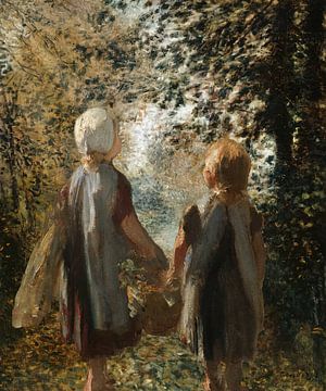 Pierre Auguste Renoir en de twee kleine meisje van Jozef Israels van Digital Art Studio