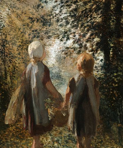 Pierre Auguste Renoir and the two little girls by Jozef Israels by Digital Art Studio