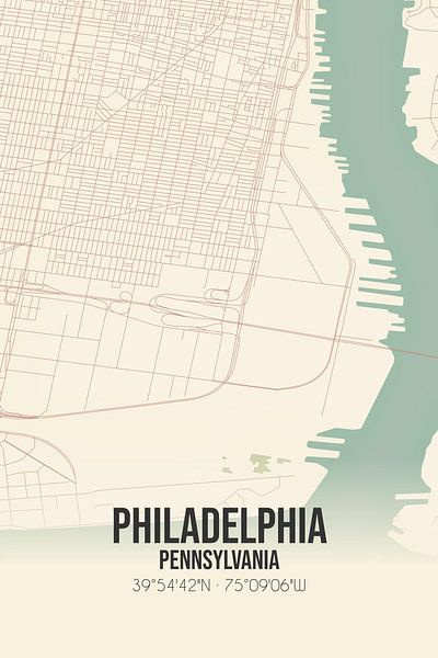 Carte ancienne de Philadelphie (Pennsylvanie), Etats-Unis. par Affiches de lieux