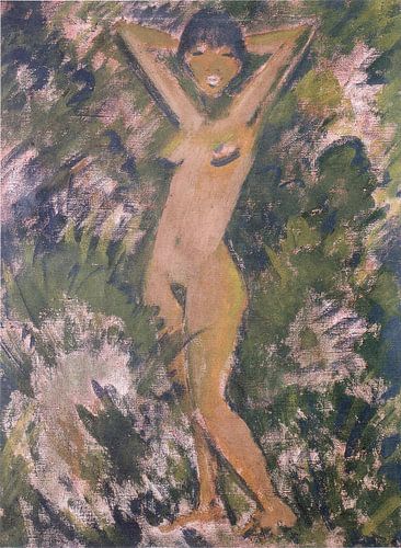 Staand naakt meisje in het groen, Otto Mueller - ca1929