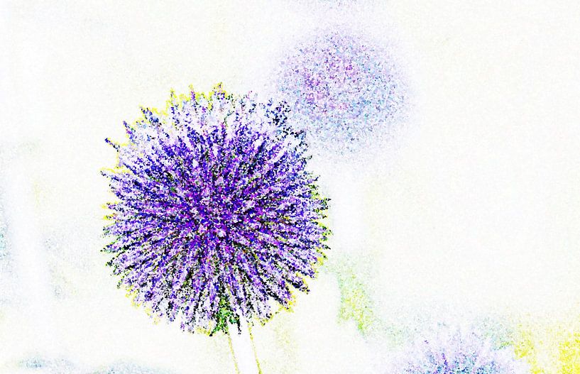 blaue Kugeldistel mixed media von Werner Lehmann